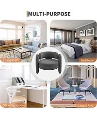 gaomon Modern Chenille Accent Chair Set of 2 Mid-Century Upholstered Living Room Chair Cozy Round Armrest Chair With Open Back for Bedroom/Office/Cafe