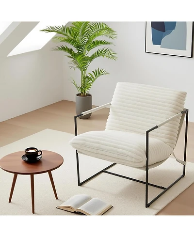 gaomon Sling Accent Chair for Living Room,Modern Metal Framed Cozy Armchair,Upholstered Living Room Chairs with Shredded Foam Cushioning,Lounge Chair
