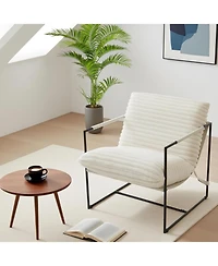 gaomon Sling Accent Chair for Living Room,Modern Metal Framed Cozy Armchair,Upholstered Living Room Chairs with Shredded Foam Cushioning,Lounge Chair
