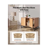 Sugift Cat Litter Box Enclosure Furniture 31.5 in Hidden Litter Box Cabinet with Scratch Pad