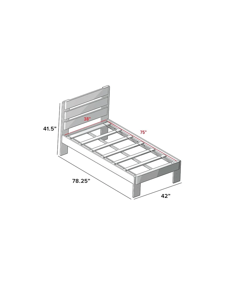 Max & Lily Solid Wood Farmhouse Twin Bed with Plank Headboard and Storage Drawers