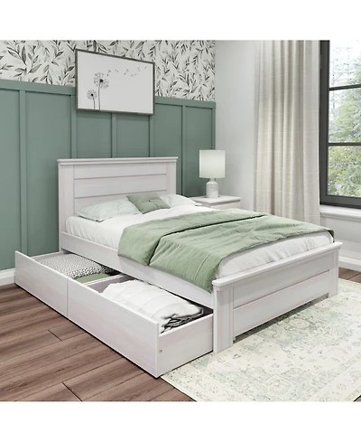 Max & Lily Full Bed Frame with Storage Drawers, Solid Wood Platform for Kids