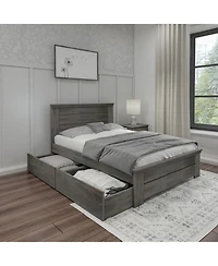 Max & Lily Full Bed Frame with Storage Drawers, Solid Wood Platform for Kids