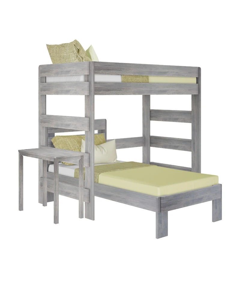 Max &bLily Farmhouse Twin over L-Shaped Bunk Bed with Desk