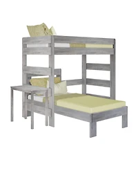 Max &bLily Farmhouse Twin over L-Shaped Bunk Bed with Desk