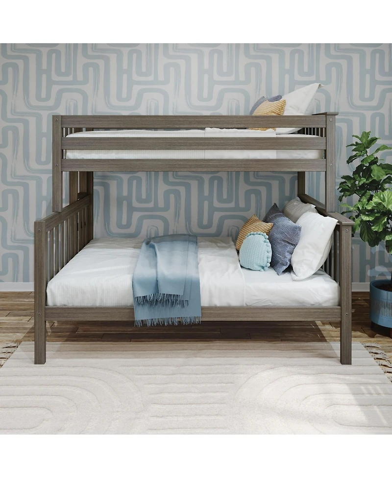 Max & Lily Solid Wood Bunk Bed, Twin over Full with Ladder on End for Kids