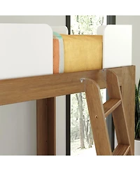 Max & Lily Bunk Bed, Mid-Century Modern Twin over Solid Wood Bed Frame for Kids