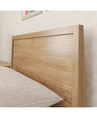 Max & Lily Twin Bed Frame, Solid Wood Classic Platform with Panel Headboard for Kids