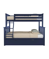 Max & Lily Solid Wood Bunk Bed, Twin over Full with Storage Trundle and Ladder for Kids