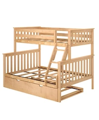 Max & Lily Solid Wood Bunk Bed, Twin over Full with Storage Trundle and Ladder for Kids