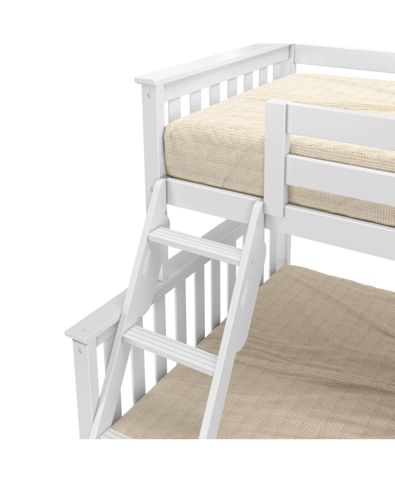 Max & Lily Solid Wood Bunk Bed, Twin over Full with Storage Trundle and Ladder for Kids