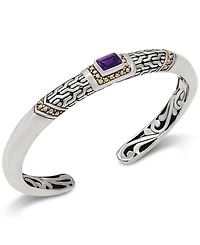 Devata Amethyst and Legian Cuff Bracelet Sterling Silver 18K Gold Accents