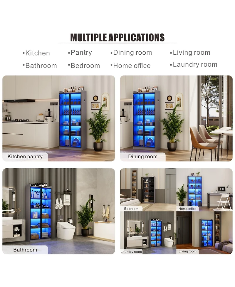 Vlsrka Display Cabinet with Doors and Adjustable Shelves