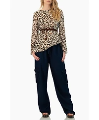 Ivonne Women's Short Animal Print Dress with Waist Tie