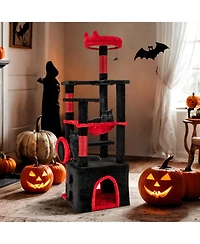 Cozito Cat Tree Gothic with Plush Perch and Spider Dangling Toy