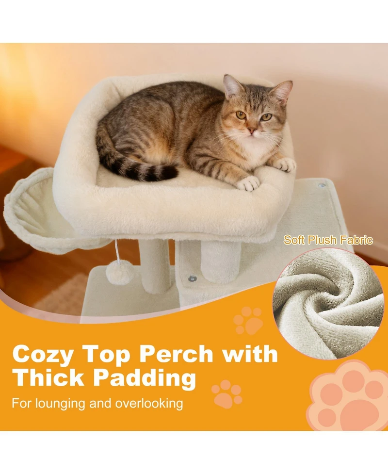 Cozito Cat Tower 33.5 in Cute with 2-Tier Condo and Top Perch