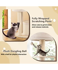 Cozito Cat Tower 60 inch Wooden with Sisal Posts and 2 Condos