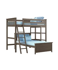 Max & Lily Solid Wood L-Shaped Twin over Bunk Bed with Bookcase for Kids