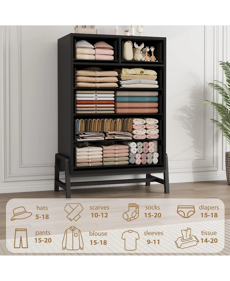 gaomon 6 Dresser for Bedroom, Freestanding 46.6 in Tall Drawer Dresser with Storage, Wooden Closet Storage Chest