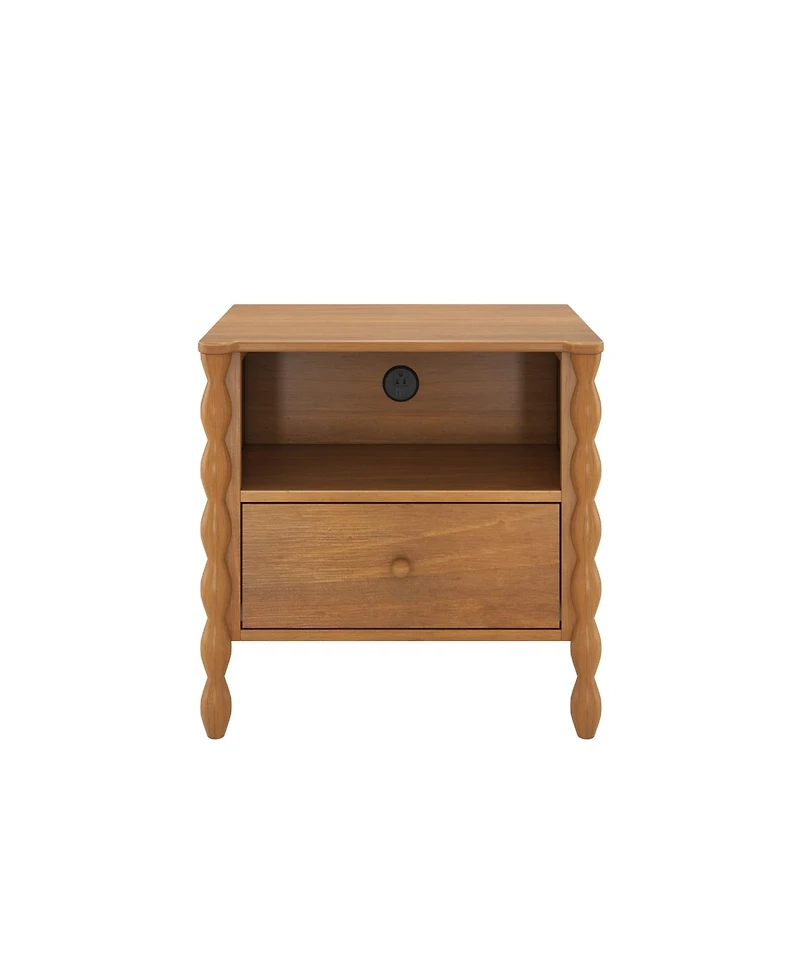 Max & Lily Jenny Lind Cubby Nightstand with 1 Drawer and Electrical Outlet