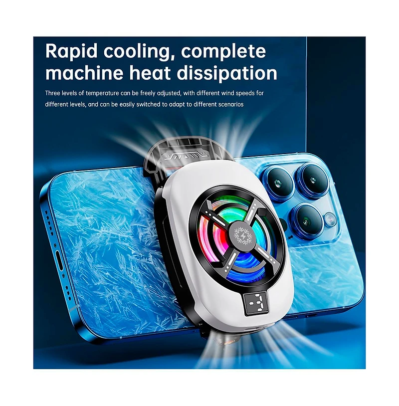 Artudatech Semiconductor Phone Cooler with 3-Speed Fan and Rgb Light