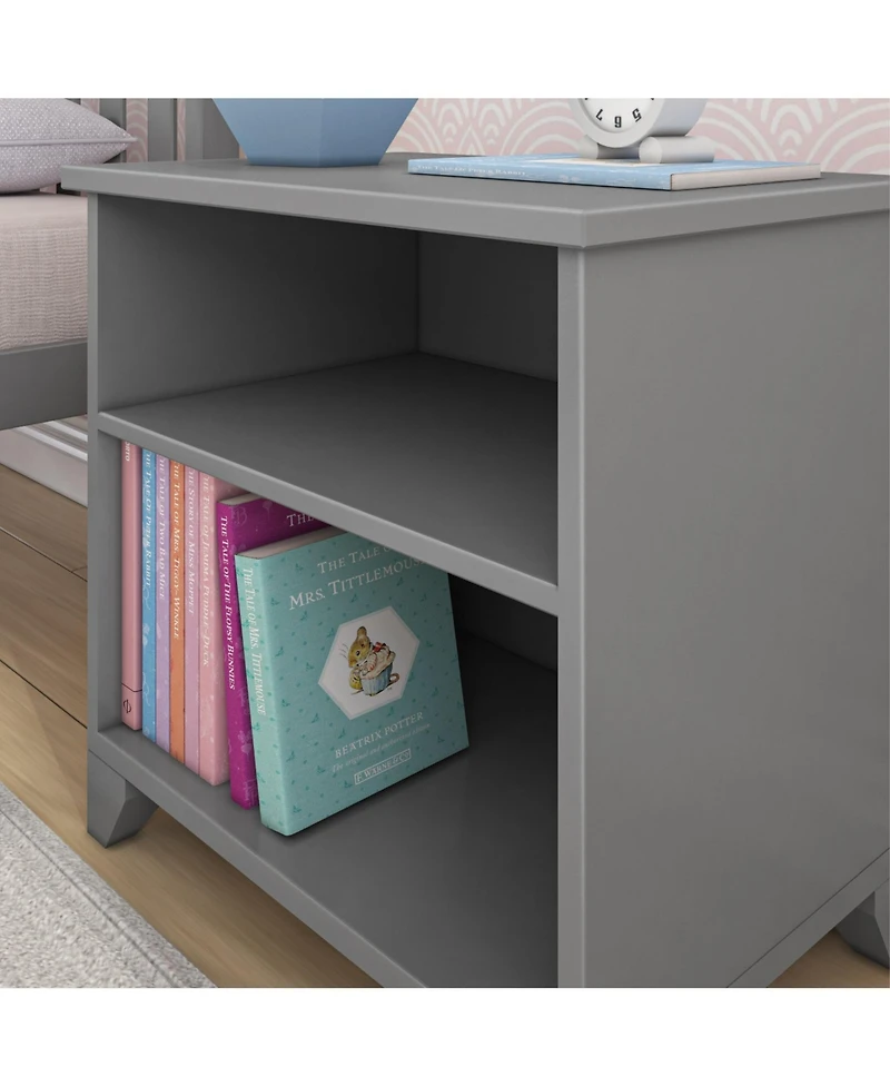 Max and Lily Classic Wood Nightstand with Shelves, Kids Bedside Table/End Table, Small for Bedroom