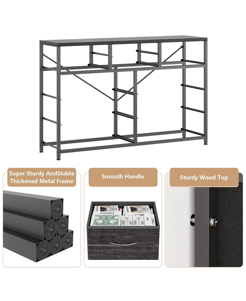 gaomon Wide 10 Drawer Fabric Dresser Tv Stand, Steel Frame Storage Chest with Wood Top