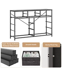 gaomon Wide 10 Drawer Fabric Dresser Tv Stand, Steel Frame Storage Chest with Wood Top