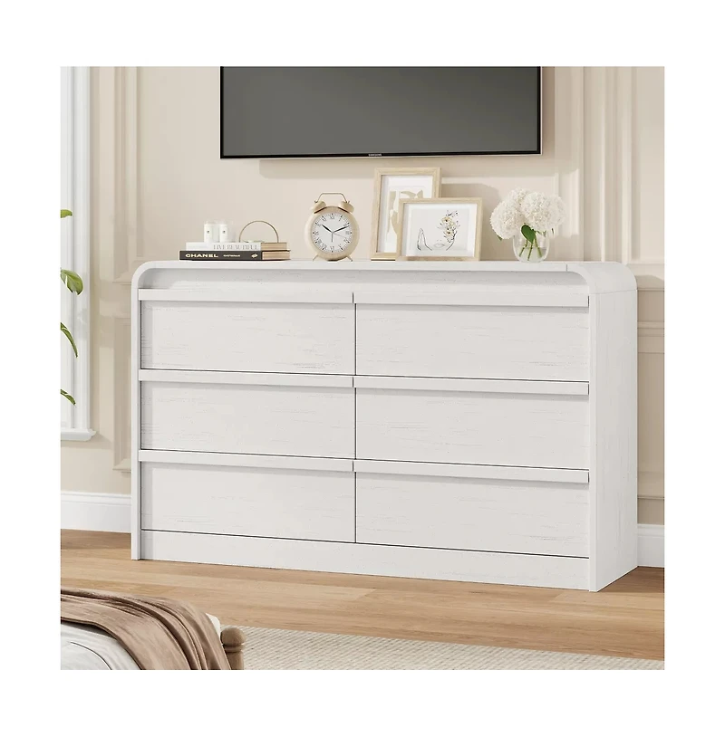 gaomon Arched 6 Drawer Dresser, Modern Wood Storage Chest with Curved Design
