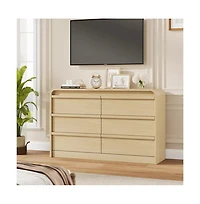 gaomon Arched 6 Drawer Dresser, Modern Wood Storage Chest with Curved Design