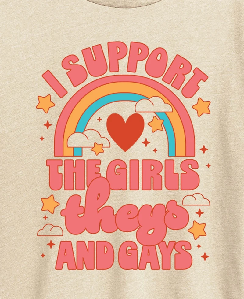 Hybrid Apparel Plus Instant Message Pride Support the Girls Theys and Gays Short-Sleeve Graphic T-Shirt