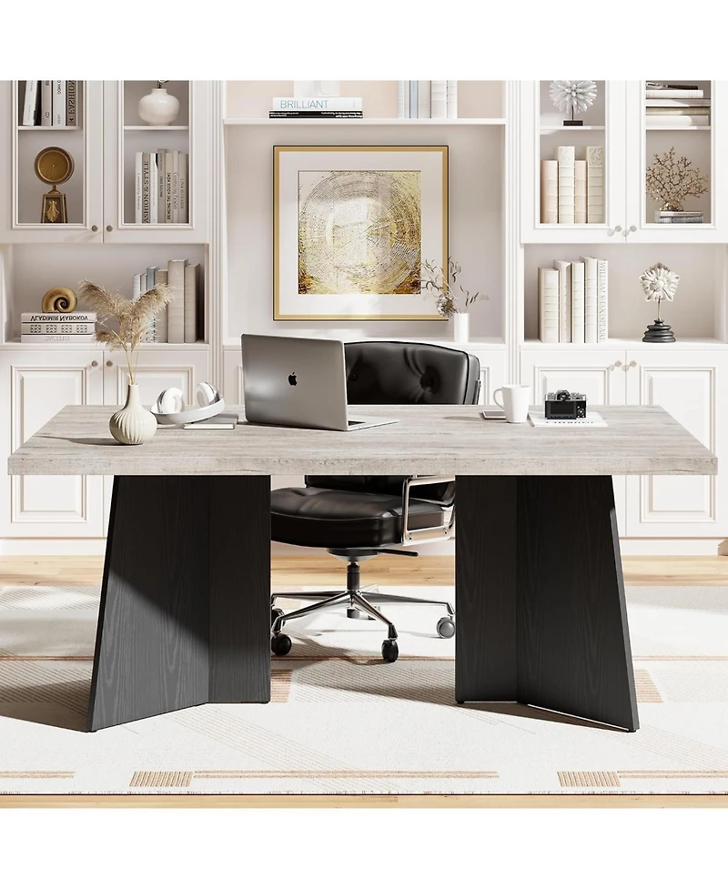 gaomon Dining Table for 6-8 People, 63" Modern Long Kitchen Table with Large Tabletop and Pedestal Legs, Dinner Table for Kitchen, Conference Room