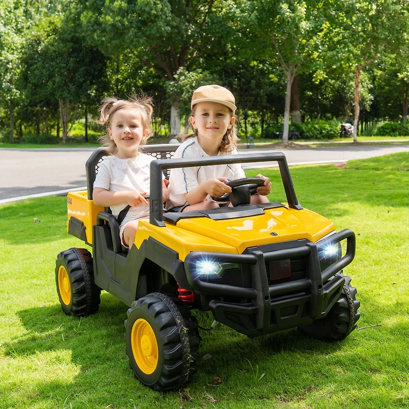 Slickblue 24V Kids Ride-On Dump Truck, 2-Seater Licensed with Remote Control