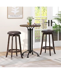 Slickblue 2 Piece Pu Leather Bar Stools with 360degree(s) Swivel Round Seat Upholstered