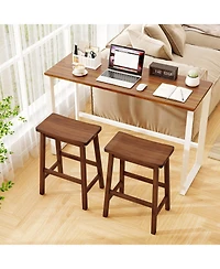 Slickblue Counter Height Bar Stools Set of 2 with Saddle Seat, Curved Design and Footrest Support-Walnut