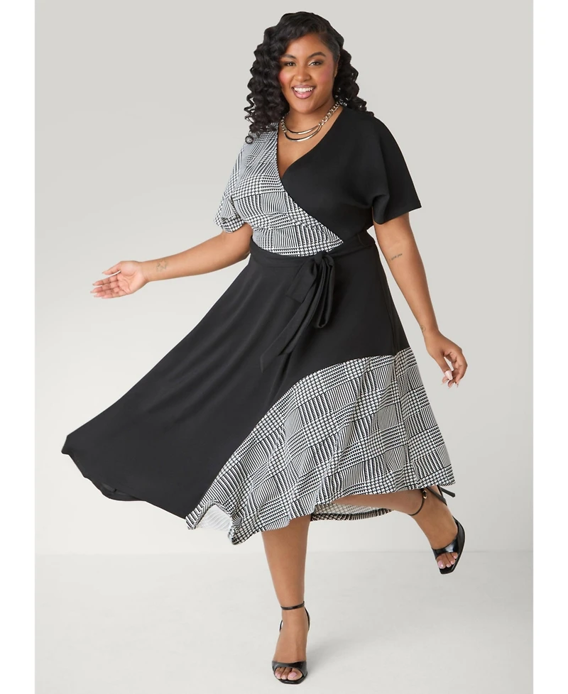 Ashley Stewart Women's awaomen's Printed Paneled A Line Dress