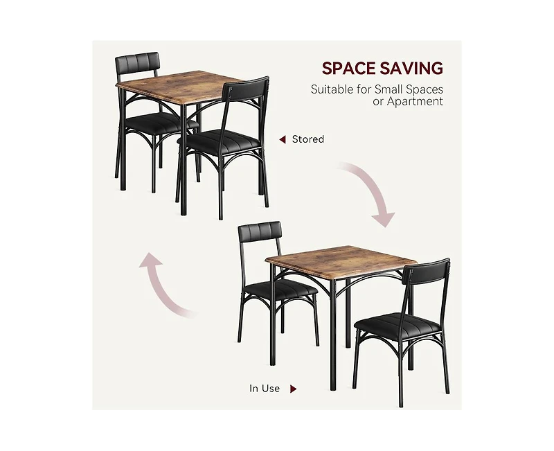 gaomon 3-Piece 2-Person Modern Square Dining Table Set