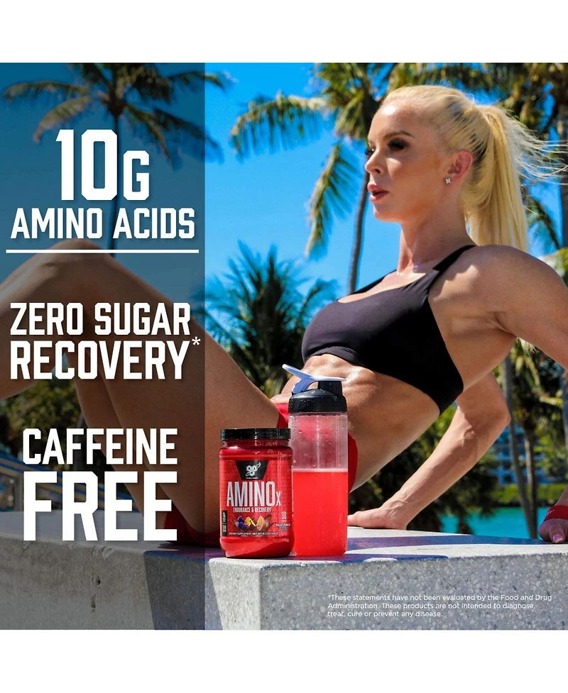 Bsn Amino X Muscle Recovery and Endurance Powder with BCAAs, 10g Amino Acids, Keto Friendly, Caffeine Free, Blue Raspberry, 30 Servings