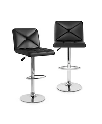 Slickblue Pu Leather Bar Stools Set of 2 Adjustable Height with Backrest