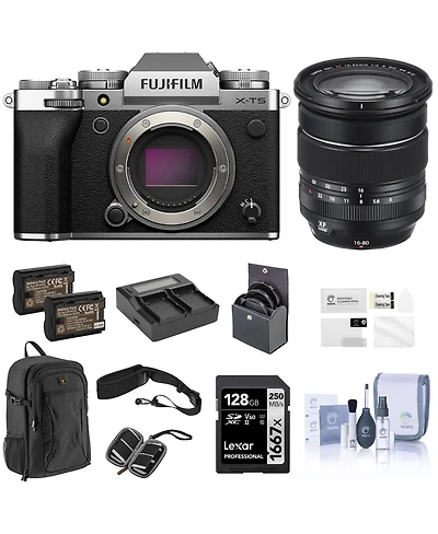 Fujifilm X-T5 Mirrorless Camera with Xf 16-80mm f/4.0 R Ois Wr Lens, 128GB Sd Card, Backpack, 2x Battery, Dual Charger, 72mm Filter Kit