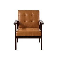 Sugift Mid Century Modern Accent Chair Pu Leather Armchair with Solid Wood Frame
