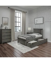 Max & Lily Twin Bed Frame with Storage Drawers, Solid Wood Platform for Kids