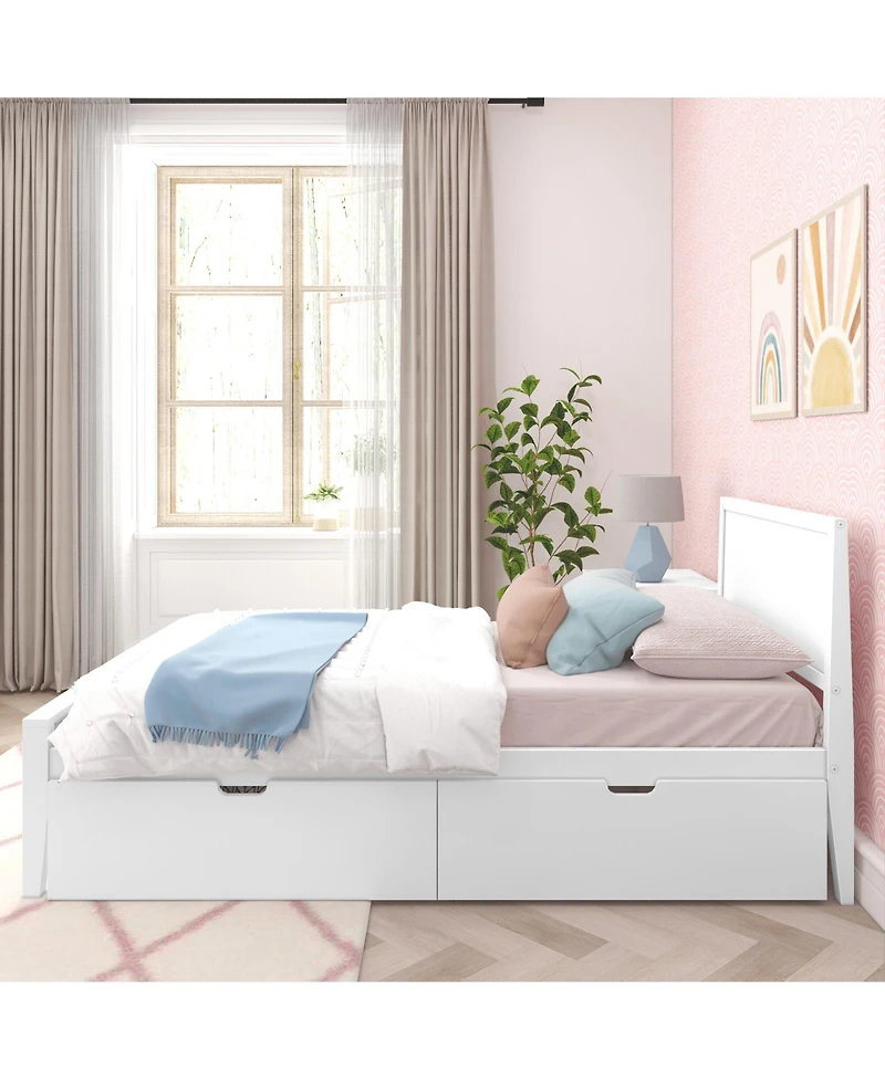 Max & Lily Classic Twin-Size Bed with Panel Headboard and Storage Drawers