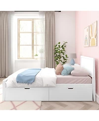 Max & Lily Classic Twin-Size Bed with Panel Headboard and Storage Drawers