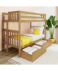 Max & Lily Twin Bunk Bed With Ladder on End and Storage Drawers
