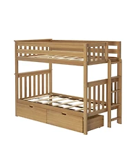 Max & Lily Twin Bunk Bed With Ladder on End and Storage Drawers