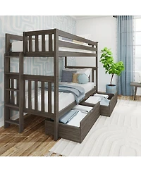 Max & Lily Twin Bunk Bed With Ladder on End and Storage Drawers