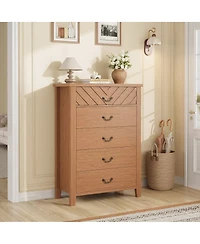 gaomon Farmhouse 5-Drawer Dresser for Bedroom, Freestanding Vertical Wooden Storage Chest