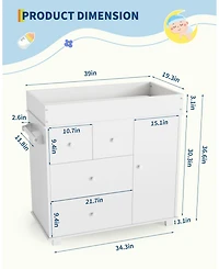gaomon Changing Table Dresser, Nursery Baby Dresser with Drawers and Cabinet, Diaper Changing Station with Pad, Storage Crib