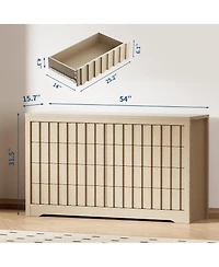 gaomon Bedroom 54" Wide 8-Drawer Fluted Dresser, Curved Profile Wood-Look Storage Chest